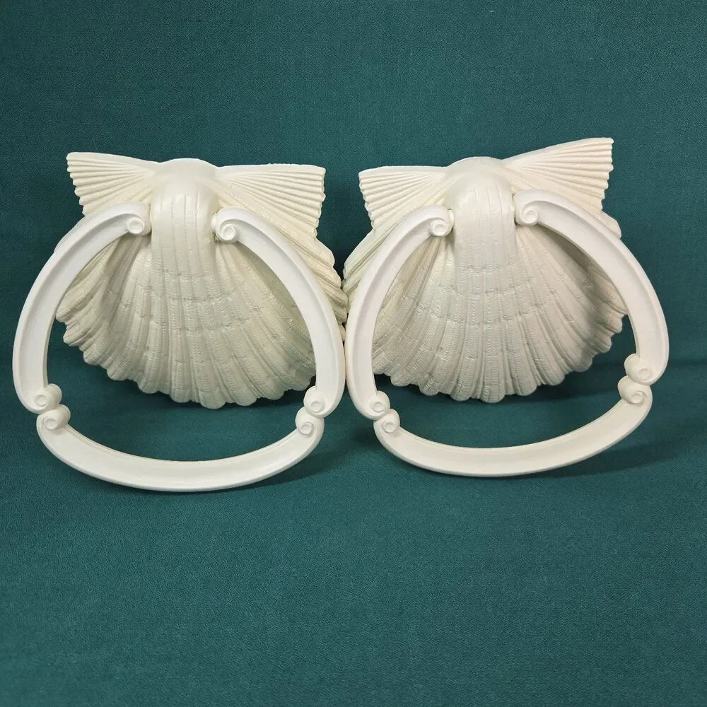NEW NOS Vintage HOMCO Seashell Towel Ring Bath Kitchen Ivory 1986 Coastal Beach